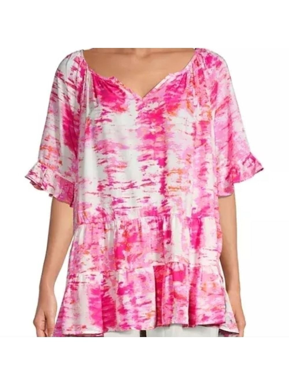 Beach Lunch Lounge Tie Dye Peasant Blouse Small Petite